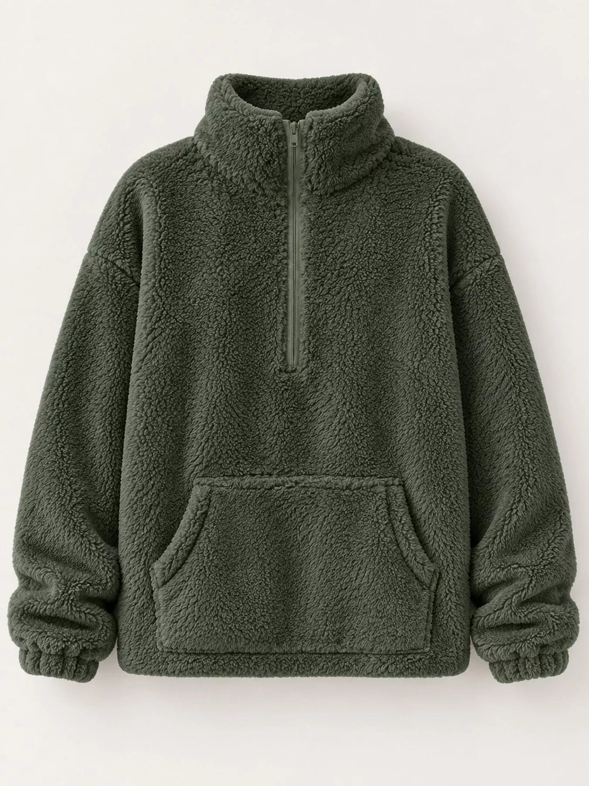 Alpine Sherpa Quarter-Zip Sweatshirt in white — flat lay