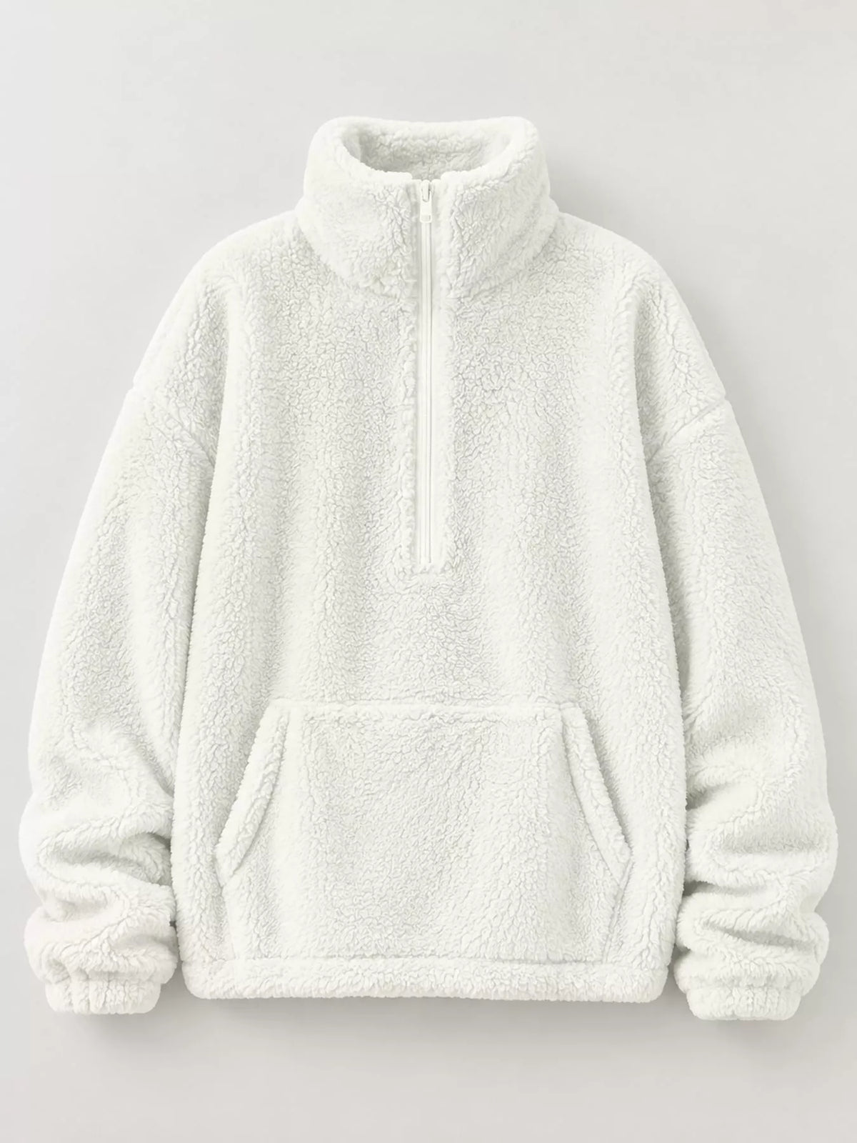 Alpine Sherpa Quarter-Zip Sweatshirt in white — fabric detail