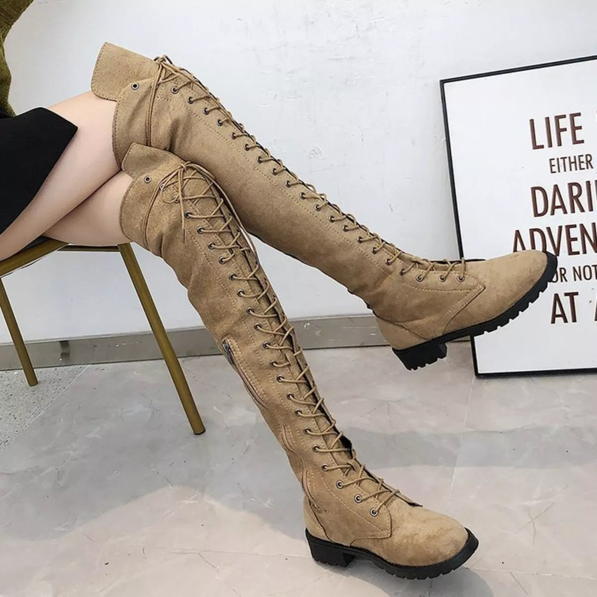 Huntress Lace-Up Over-the-Knee Boots - boutique product photo